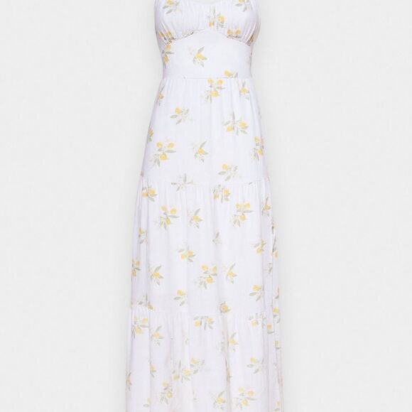 Hollister Co. EMEA BARE Maxi dress lemons size Medium White/Yellow Nwt in pkg - Picture 5 of 8